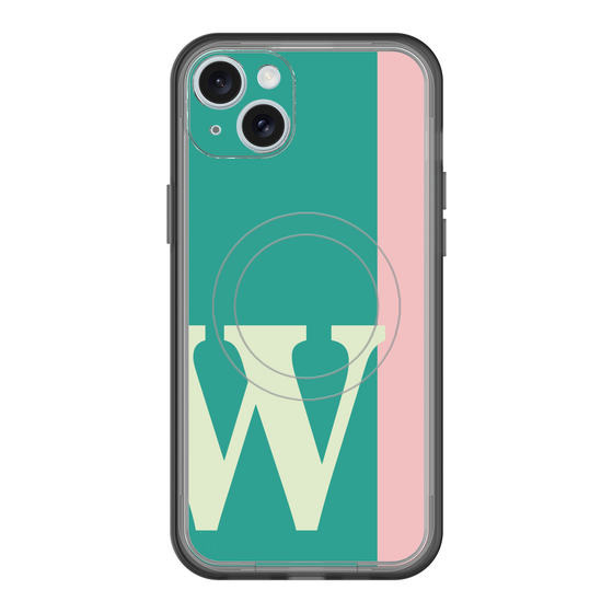 スリムプロテクションプレミアムケース with MagSafe［ オリジナル - initial color line - W green ］