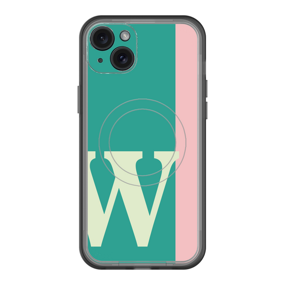 スリムプロテクションプレミアムケース with MagSafe［ オリジナル - initial color line - W green ］