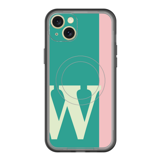 スリムプロテクションプレミアムケース with MagSafe［ オリジナル - initial color line - W green ］
