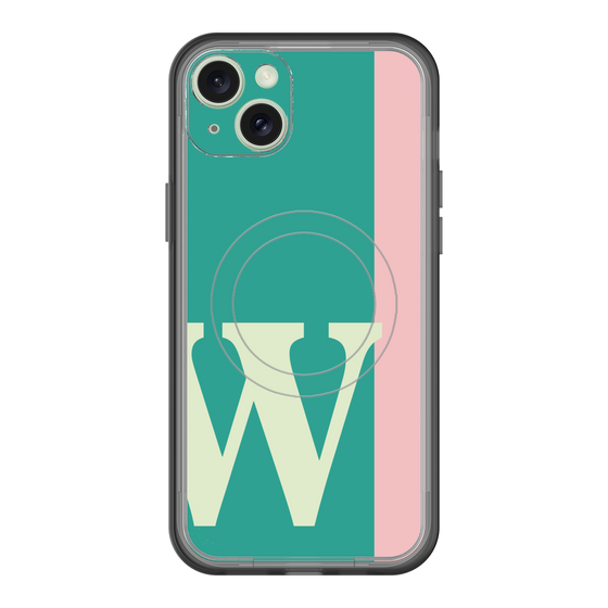 スリムプロテクションプレミアムケース with MagSafe［ オリジナル - initial color line - W green ］