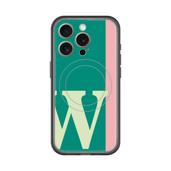 スリムプロテクションプレミアムケース with MagSafe［ オリジナル - initial color line - W green ］