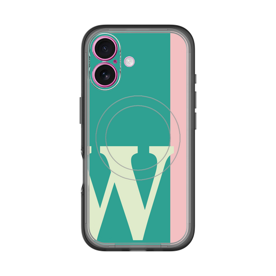 スリムプロテクションプレミアムケース with MagSafe［ オリジナル - initial color line - W green ］