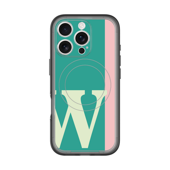 スリムプロテクションプレミアムケース with MagSafe［ オリジナル - initial color line - W green ］