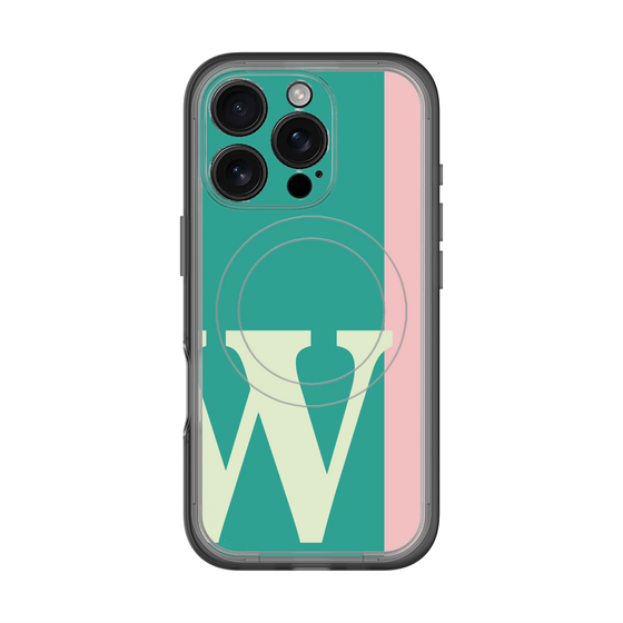 スリムプロテクションプレミアムケース with MagSafe［ オリジナル - initial color line - W green ］