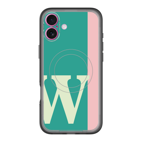 スリムプロテクションプレミアムケース with MagSafe［ オリジナル - initial color line - W green ］