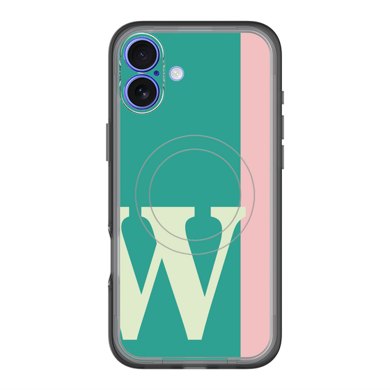 スリムプロテクションプレミアムケース with MagSafe［ オリジナル - initial color line - W green ］