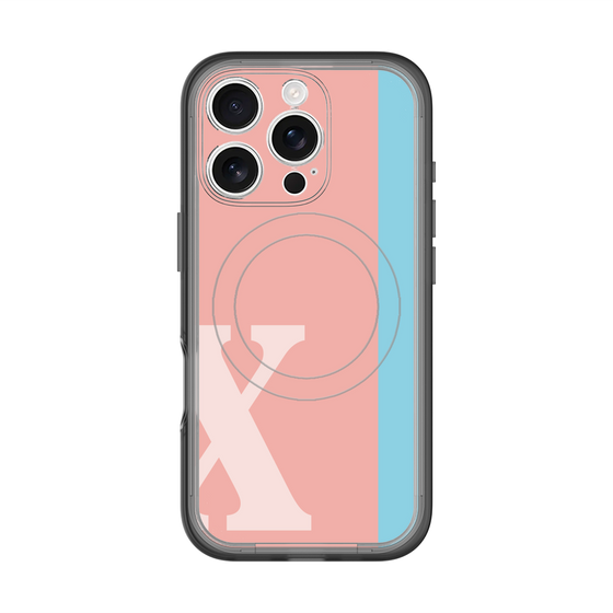 スリムプロテクションプレミアムケース with MagSafe［ オリジナル - initial color line - X pink ］
