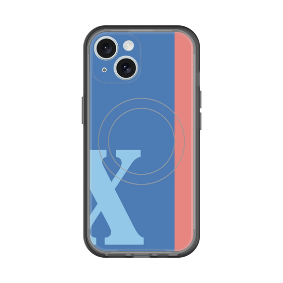 スリムプロテクションプレミアムケース with MagSafe［ オリジナル - initial color line - X blue ］