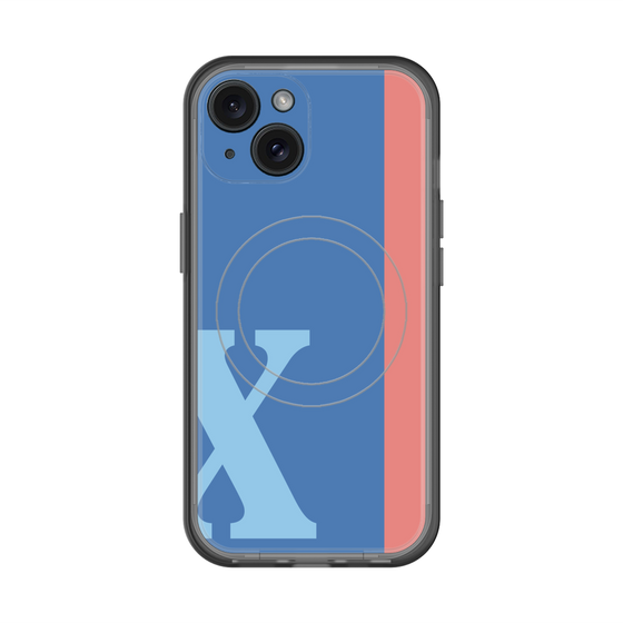 スリムプロテクションプレミアムケース with MagSafe［ オリジナル - initial color line - X blue ］