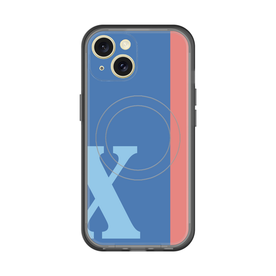 スリムプロテクションプレミアムケース with MagSafe［ オリジナル - initial color line - X blue ］