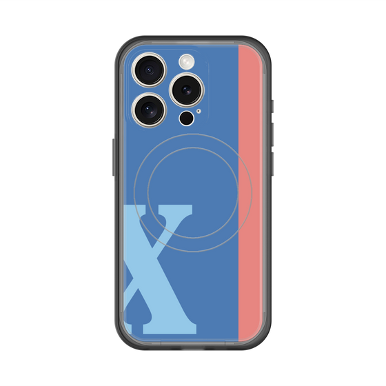スリムプロテクションプレミアムケース with MagSafe［ オリジナル - initial color line - X blue ］