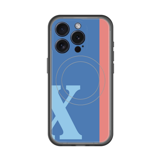 スリムプロテクションプレミアムケース with MagSafe［ オリジナル - initial color line - X blue ］