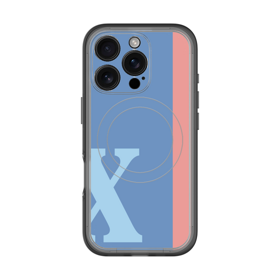 スリムプロテクションプレミアムケース with MagSafe［ オリジナル - initial color line - X blue ］
