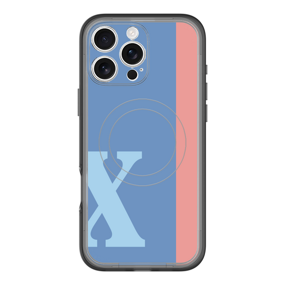 スリムプロテクションプレミアムケース with MagSafe［ オリジナル - initial color line - X blue ］
