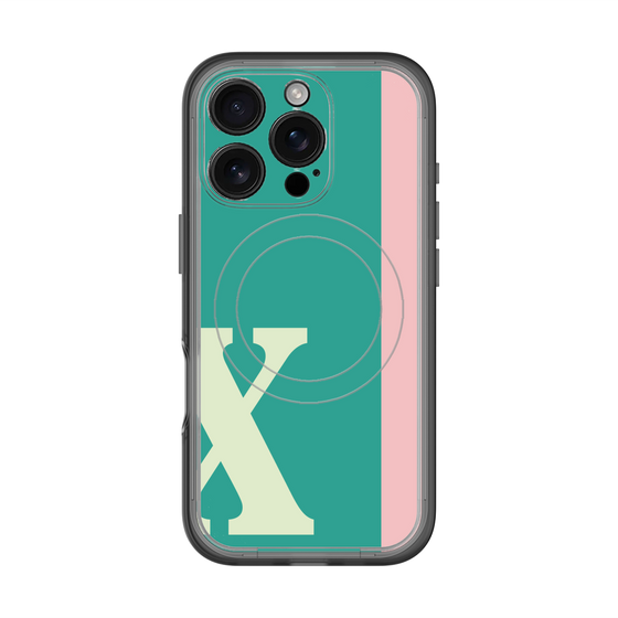 スリムプロテクションプレミアムケース with MagSafe［ オリジナル - initial color line - X green ］