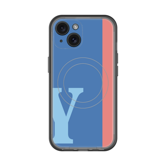 スリムプロテクションプレミアムケース with MagSafe［ オリジナル - initial color line - Y blue ］