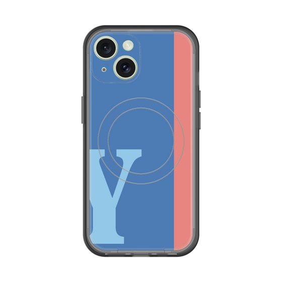 スリムプロテクションプレミアムケース with MagSafe［ オリジナル - initial color line - Y blue ］