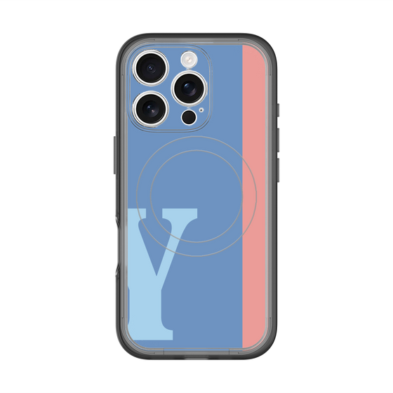 スリムプロテクションプレミアムケース with MagSafe［ オリジナル - initial color line - Y blue ］