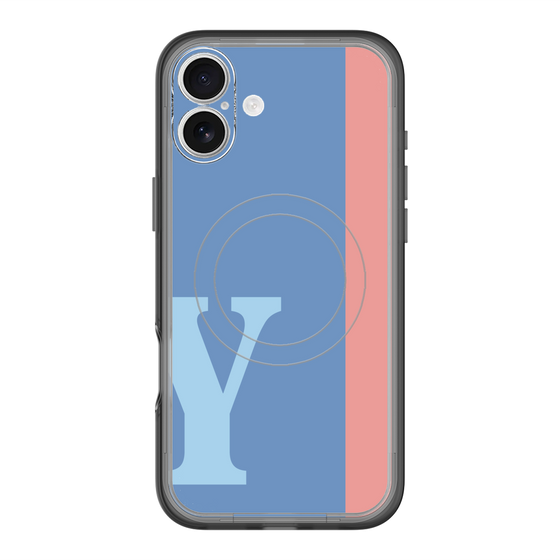 スリムプロテクションプレミアムケース with MagSafe［ オリジナル - initial color line - Y blue ］