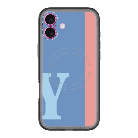 スリムプロテクションプレミアムケース with MagSafe［ オリジナル - initial color line - Y blue ］