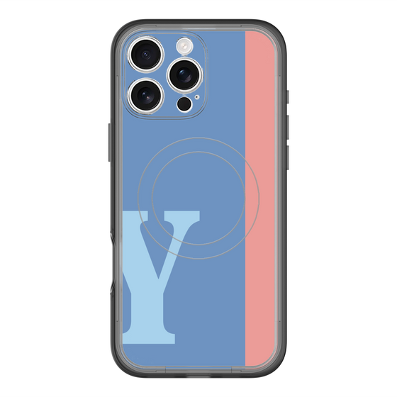 スリムプロテクションプレミアムケース with MagSafe［ オリジナル - initial color line - Y blue ］