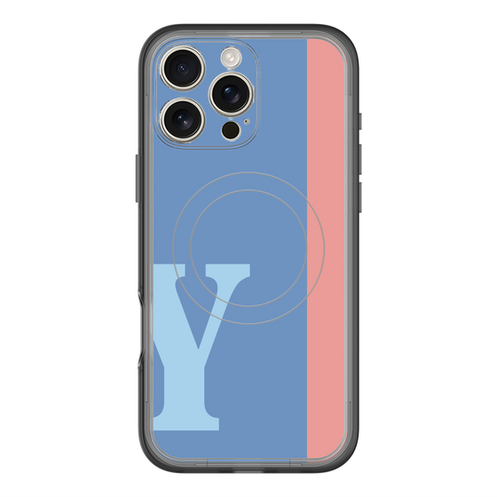 スリムプロテクションプレミアムケース with MagSafe［ オリジナル - initial color line - Y blue ］
