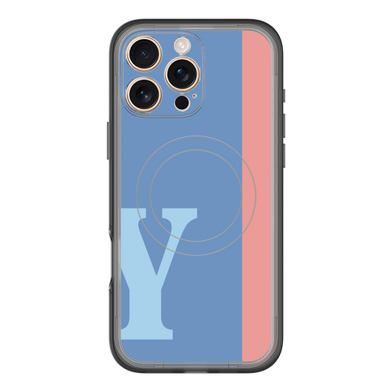 スリムプロテクションプレミアムケース with MagSafe［ オリジナル - initial color line - Y blue ］