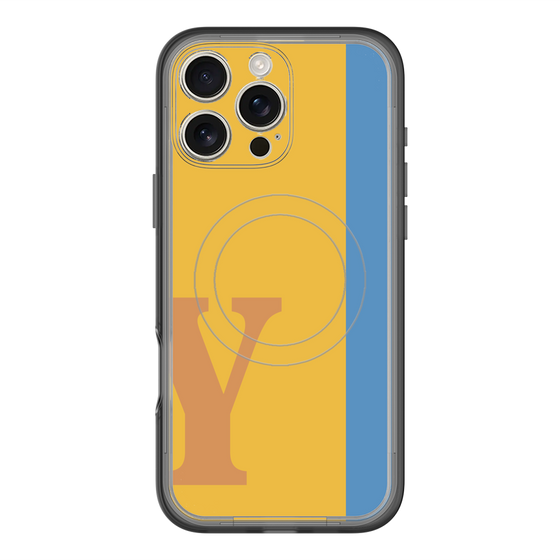 スリムプロテクションプレミアムケース with MagSafe［ オリジナル - initial color line - Y orange ］