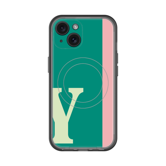 スリムプロテクションプレミアムケース with MagSafe［ オリジナル - initial color line - Y green ］