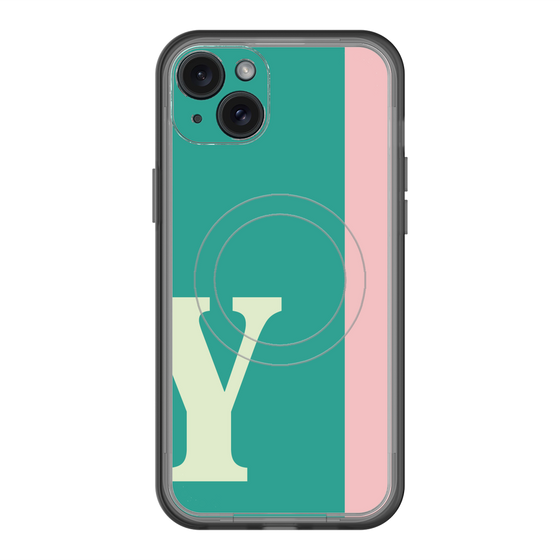 スリムプロテクションプレミアムケース with MagSafe［ オリジナル - initial color line - Y green ］