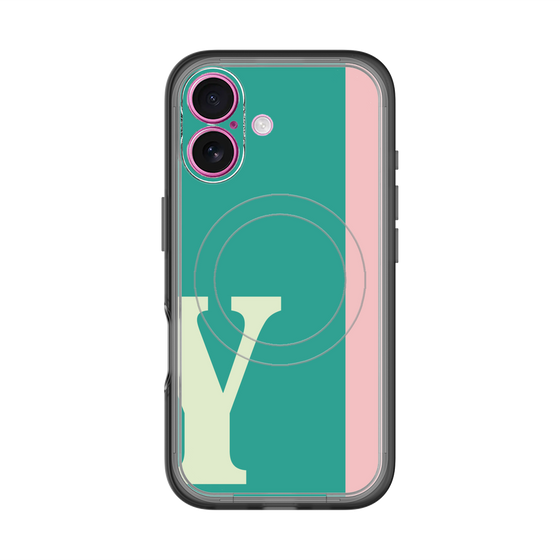 スリムプロテクションプレミアムケース with MagSafe［ オリジナル - initial color line - Y green ］