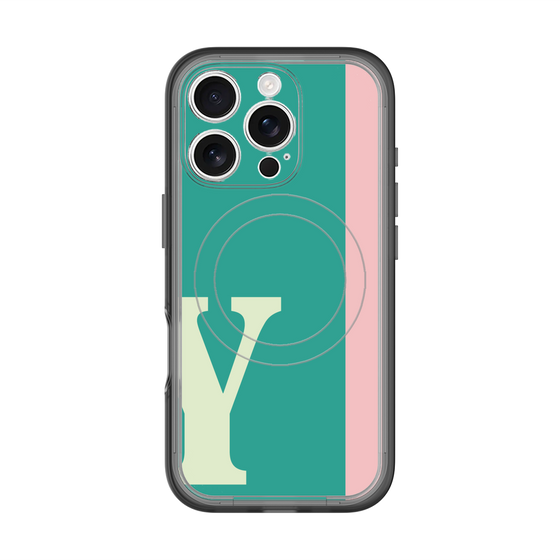 スリムプロテクションプレミアムケース with MagSafe［ オリジナル - initial color line - Y green ］