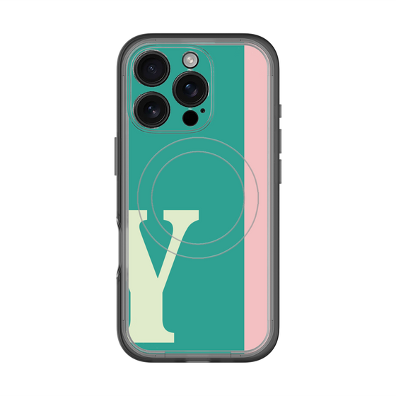 スリムプロテクションプレミアムケース with MagSafe［ オリジナル - initial color line - Y green ］