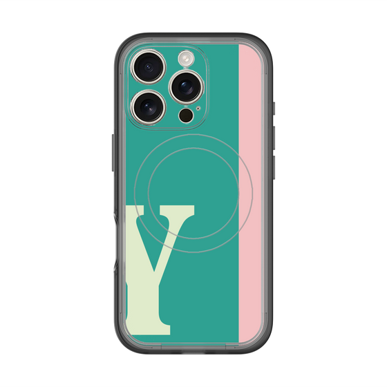 スリムプロテクションプレミアムケース with MagSafe［ オリジナル - initial color line - Y green ］