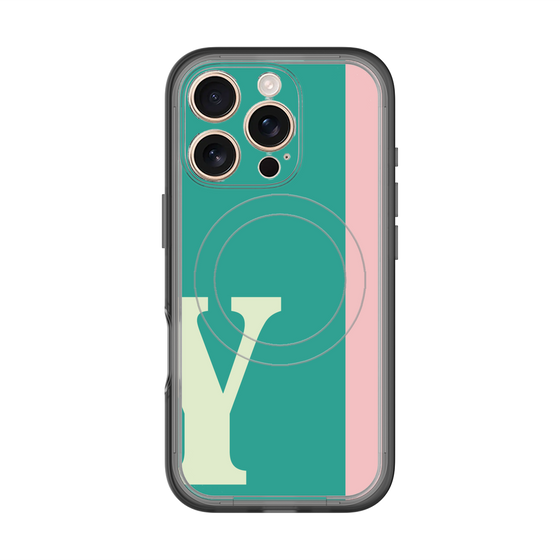 スリムプロテクションプレミアムケース with MagSafe［ オリジナル - initial color line - Y green ］