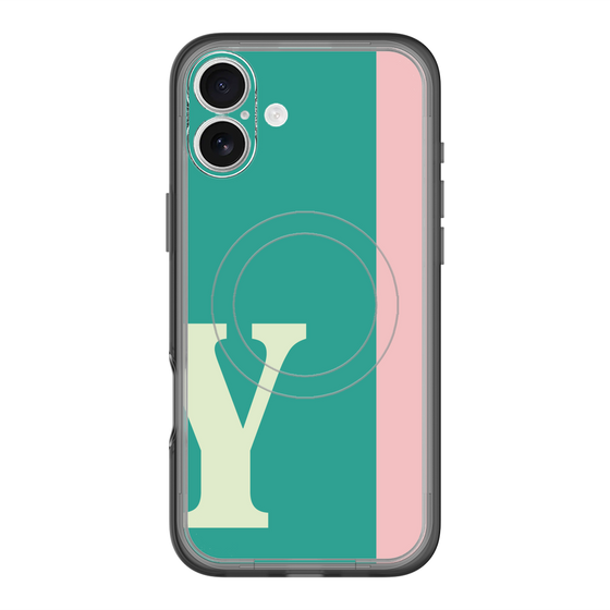 スリムプロテクションプレミアムケース with MagSafe［ オリジナル - initial color line - Y green ］