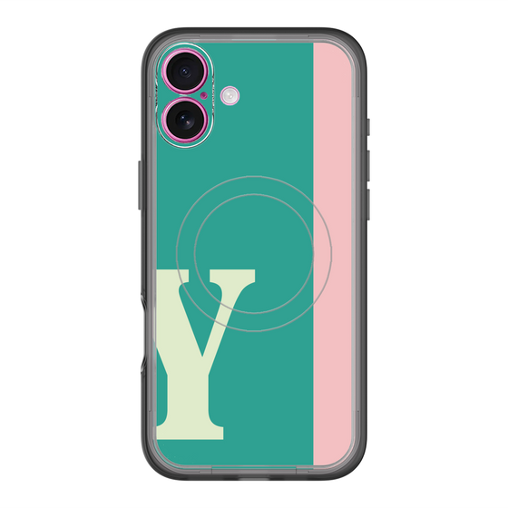 スリムプロテクションプレミアムケース with MagSafe［ オリジナル - initial color line - Y green ］