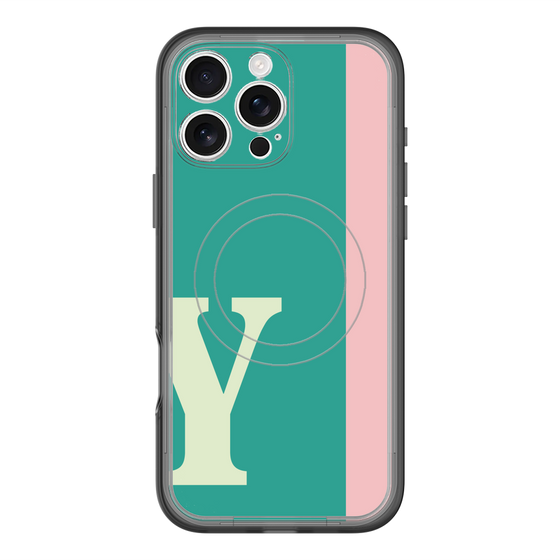 スリムプロテクションプレミアムケース with MagSafe［ オリジナル - initial color line - Y green ］
