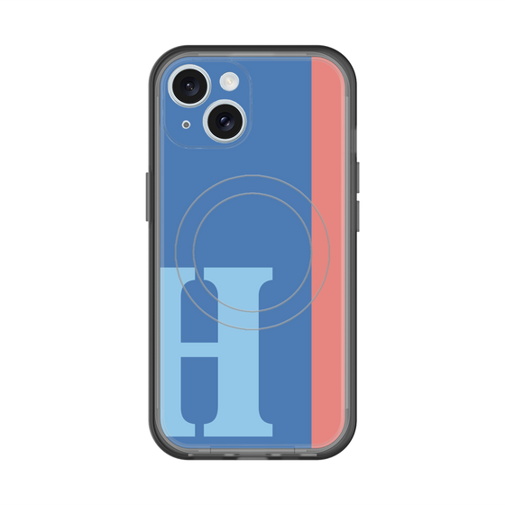 スリムプロテクションプレミアムケース with MagSafe［ オリジナル - initial color line - H blue ］