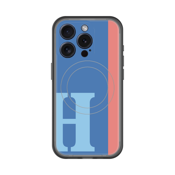 スリムプロテクションプレミアムケース with MagSafe［ オリジナル - initial color line - H blue ］