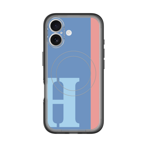 スリムプロテクションプレミアムケース with MagSafe［ オリジナル - initial color line - H blue ］