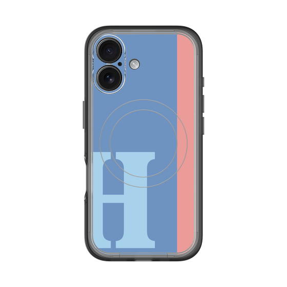 スリムプロテクションプレミアムケース with MagSafe［ オリジナル - initial color line - H blue ］
