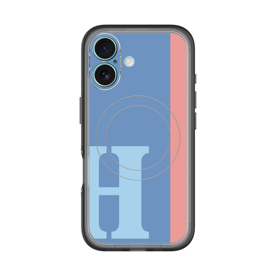 スリムプロテクションプレミアムケース with MagSafe［ オリジナル - initial color line - H blue ］