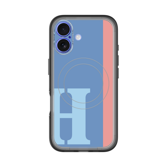 スリムプロテクションプレミアムケース with MagSafe［ オリジナル - initial color line - H blue ］