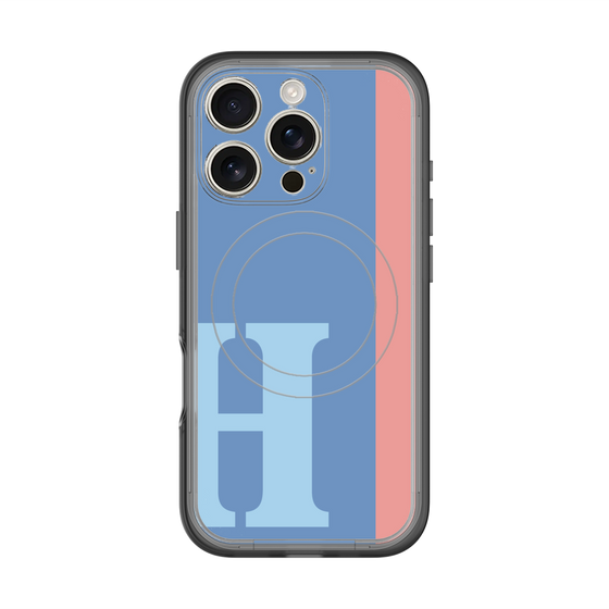 スリムプロテクションプレミアムケース with MagSafe［ オリジナル - initial color line - H blue ］