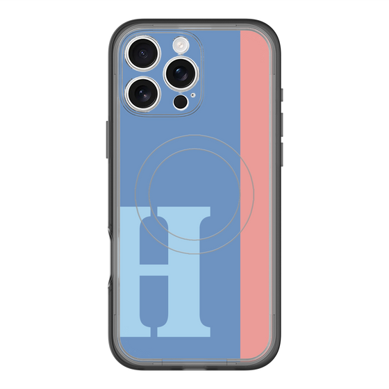 スリムプロテクションプレミアムケース with MagSafe［ オリジナル - initial color line - H blue ］