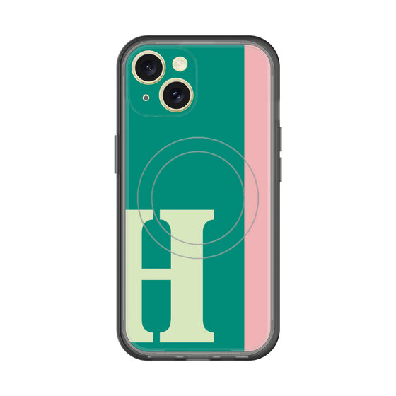 スリムプロテクションプレミアムケース with MagSafe［ オリジナル - initial color line - H green ］
