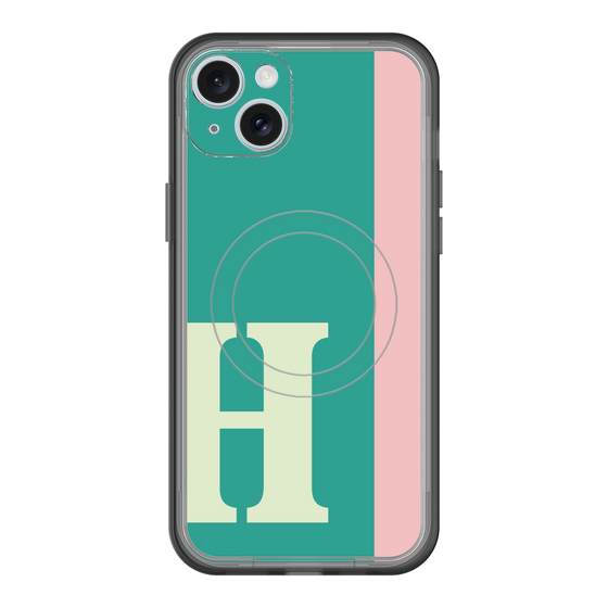 スリムプロテクションプレミアムケース with MagSafe［ オリジナル - initial color line - H green ］