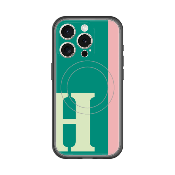 スリムプロテクションプレミアムケース with MagSafe［ オリジナル - initial color line - H green ］