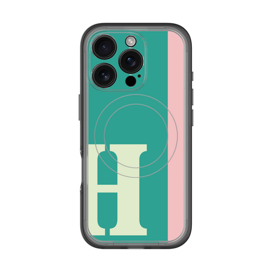 スリムプロテクションプレミアムケース with MagSafe［ オリジナル - initial color line - H green ］